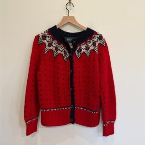 Red and Navy Wool Women's Sweater
